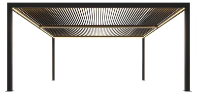 Produktbild von PURPLE LEAF Pavillon Lamellenpergola 3.65x4.8m mit LED, wasserdicht, winterfest, Alu verstellbare Lamellen für Garten, Grau