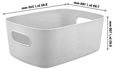 Produktbild von 10 Stück Aufbewahrungskörbe Grau Kunststoff, 24,5x18x10cm, Organizer Boxen, stapelbare Aufbewahrungsboxen für Küche, Regale, Schubladen