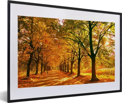 Produktbild von MuchoWow® Gerahmtes Poster Wald - Herbst - Jahreszeiten - Ländlich 60x40 cm - Poster mit Schwarzem Bilderrahmen Wandposter Rahmen Foto Bilder - Schlafzimmer - Plakat in Rahmen - Drucken