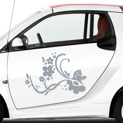 Produktbild von Aufkleber - Autoaufkleber-Set Rankelement Vera, 2 Stk. je 50cm x 36cm silber - Tuning Carystyling Heckscheibe Auto