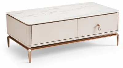 Produktbild von Moderner Couchtisch mit Marmoroptik und elegantem Metallrahmen