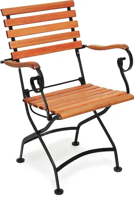 Produktbild von Merxx Sessel "Schlossgarten" - Flachstahl mit Eukalyptusholzbelattung