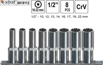 Obrázok produktu pre Hlavice nastrcne predlzene CR-V chrom 10-22mm 8-d