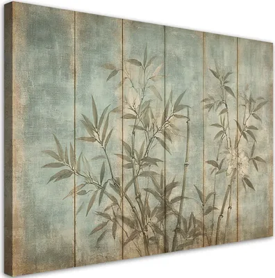 Produktbild von Feeby - Leinwand Bilder - Vintage Botanik Bambus - 45x30 cm - Deko Wohnzimmer - Wandbilder Schlafzimmer - Deko Aesthetic - Wand Deko - Leinwand Groß - Deko Zimmer - Leinwandbilder XXL