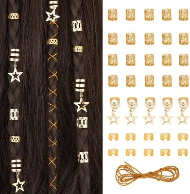 Produktbild von Dreadlocks-Accessoires 36 Stück Metallmanchetten für Frauen Mädchen (Gold)