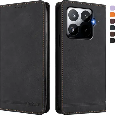 Obrázek produktu pro Pouzdro pro Xiaomi 15T Pro, retroPolyuretankožené flip pouzdro s stojánkem a přihrádkami na karty Černý