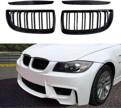 Productafbeelding van Voorgrille Nier - Auto Grille - Auto Styling - Dubbele Lijn - 2 stuks - Glanzend Zwart