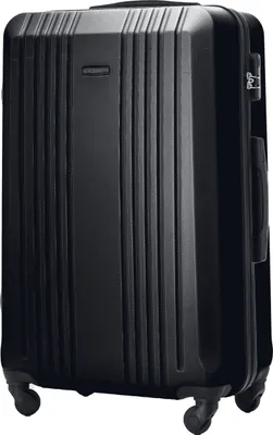 A black suitcase on a white background.