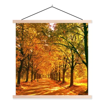 Produktbild von MuchoWow® Textilposter Wald - Herbst - Jahreszeiten - Ländlich 40x40 cm mit holzfarbenen Rahmen - Posterleiste