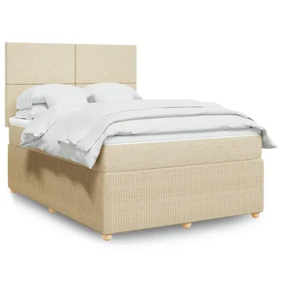 Produktbild von Möbel Boxspringbett mit Matratze Creme 160x200 cm Stoff - Klassische Bettrahmen 3292105