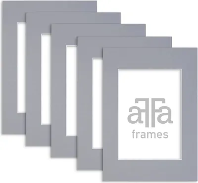 Produktbild von aFFa frames Passe Partout | Minimalistische Bildunterlage zur Anzeige Ihrer Fotos, Poster, Diplome | Karton, Farbe, Grau, 18x24 cm | 5 Stück pro Set