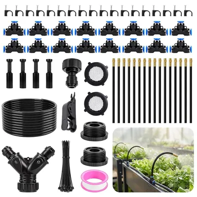 Productafbeelding van Irrigatiesysteem voor de tuin, 360° instelbaar bewateringsslang bewateringssysteem voor balkon plantenbewatering met 16 sproeiers druppelirrigatie