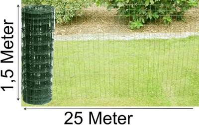 Produktbild von Gartenzaun Draht grün 1,5m hoch 25m Gitterzaun Drahtzaun Gitterdraht Zaundraht