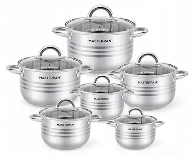 Obrázek produktu pro Masterpan Sada 12 hrnců z nerezové oceli pro indukci