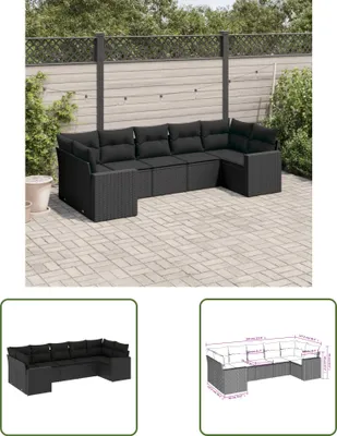 Produktbild von The Living Store 7-tlg. Garten-Sofagarnitur mit Kissen Schwarz Poly Rattan