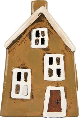 Immagine prodotto di Clayre & Eef Portacandele House 12x8x18 cm in Vetroceramica marrone