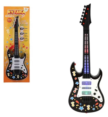 Immagine prodotto di Chitarra in plastica da 53 cm con tracolla, alimentata a batterie, con suono e luci