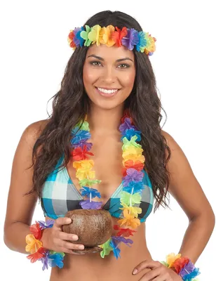 Produktbild von Hawaii Schmuck Set Strand Accessoire Set bunt - Einheitsgröße