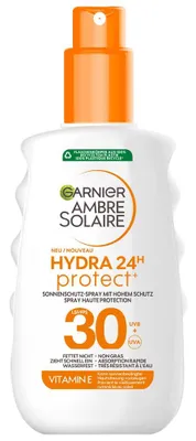 Immagine prodotto di Garnier Ambre Solaire Hydra Protect+ Latte solare SPF 30 24h – Protezione UVA e UVB, con vitamina C, 150 ml