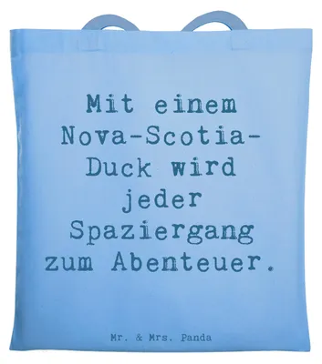 Produktbild von Mr. & Mrs. Panda Shopping Tasche Spruch Nova Scotia Duck Abenteuer - Sky Blue - Geschenk, Hunderasse, Laptoptasche, Tolling Retriever, Büchertasche, lebhafter Hund, Hunde
