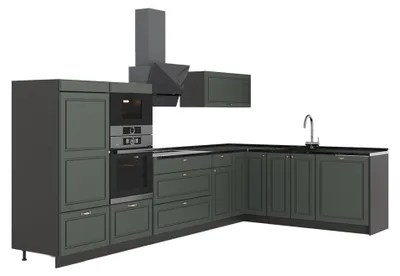 Image de Cuisine en angle Vicco Fame-Line Vert Or Campagne/Anthracite 347 x 207 cm sans PT, Model 63572