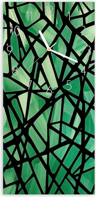 Produktbild von Wanduhr aus Glas mit Motiv Geometrisches Glasmuster- 30 x 60 cm - inkl. Aufhängesystem
