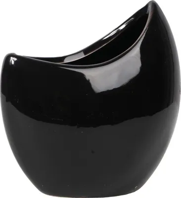 Zdjęcie produktu dla Wazon ceramiczny łódka w kolorze czarnym 10 cm