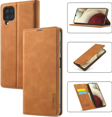 Immagine prodotto di Galaxy A22 4G Custodia in pelle con funzione di supporto e porta carte, custodia con design a portafoglio per Samsung Galaxy A22 4G Marrone