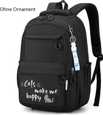 Image de Sac à dos kawaii pour filles, cartable pour adolescentes et étudiantes, sac à bandoulière pratique, sans ornements, noir