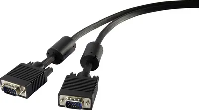 Image de Câble de connexion VGA Renkforce VGA 15 broches mâle, VGA 15 broches mâle 5.00 m noir RF-4212501 avec noyau en ferrite Câble VGA