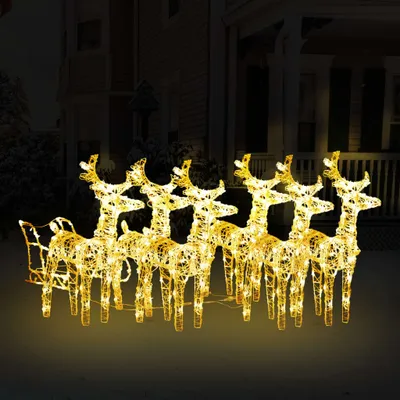 Zdjęcie produktu dla vidaXL Dekoracja świąteczna renifer z saniami 320 LED akrylowa