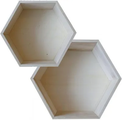Produktbild von 2 Holzregale Sechseck - 27 x 23,5 cm & 30 x 26,5 cm