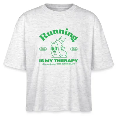 Produktbild von Spreadshirt Running Club Design Boxy Shirt Damen, M, Weiß meliert