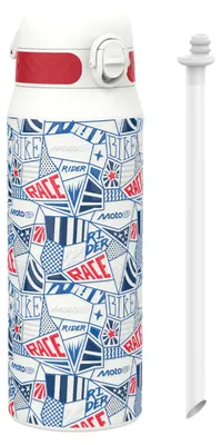 Productafbeelding van ion8 MotoGP, roestvrijstalen drinkfles met vacuümisolatie, 750 ml (24 oz), lekvrij, éénhandig te openen, veilige sluiting, vaatwasmachinebestendig, handvat, duurzaam, ideaal voor sport