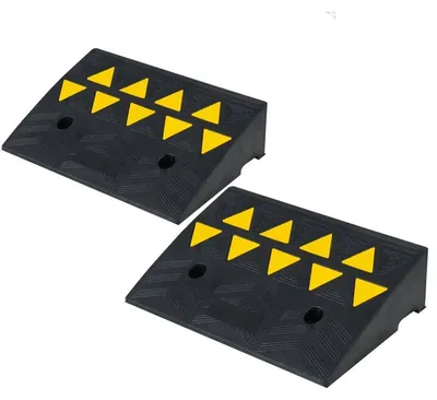 Imagen del producto de Dos rampas de goma para umbral, con capacidad de carga de 15 toneladas, modelo TD10057-2, color negro/amarillo