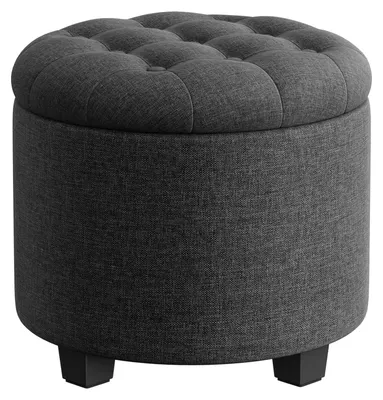 Produktbild von SONGMICS Sitzhocker rund, Schminkhocker mit Stauraum, 45 x 45 x 44,5 cm – Dunkelgrau