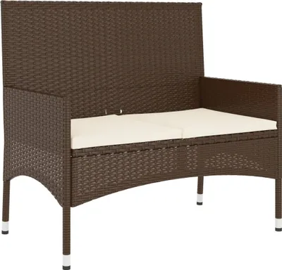 Immagine prodotto di Panca da Giardino a 2 Posti con Cuscini in Polyrattan Marrone