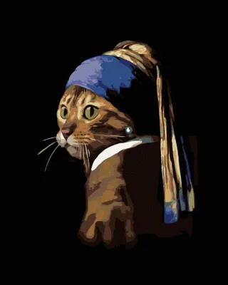 Produktbild von Diamondi - Diamond painting - KATZE ALS MÄDCHEN MIT DEM PERLENOHRRING, 40X50 cm, ohne Keilrahmen