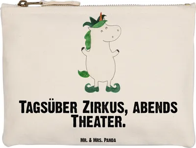 Produktbild von Mr. & Mrs. Panda Etui Einhorn Joker Grösse XL Große - Weiß - Geschenk, toiletry bag, Mäppchen, Unicorn, Einhörner, Federmappe, Gaukler, kosmetiktäschchen, Hofnarr