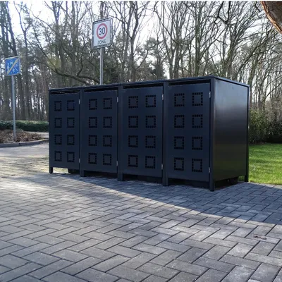 Produktbild von 4 Mülltonnenboxen Modell No.5 Anthrazit komplett RAL7016 für 120Liter Mülltonnen
