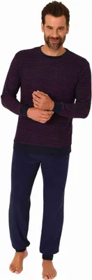 Obrázok produktu pre Pánske uterákové pyžamo s dlhými rukávmi a manžetami - aj v plusových veľkostiach - 222 13 803 ; červená , 48