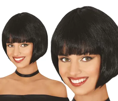 Immagine prodotto di parrucca Bob Carnevale anni '20 Lucido Taglio di capelli corto Costume di festa Stile retrò Elegante Carnevale Adulti, Colore: Nero