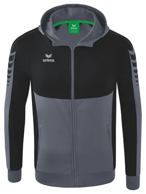 Produktbild von Erima Six Wings Trainingsjacke mit Kapuze Schiefergrau/Schwarz Junior - 164