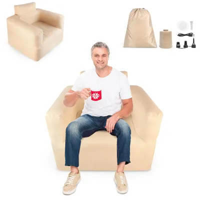 Produktbild von TWOLIIN Nafukovacia pohovka Air Sofa Camping Prenosná kempingová pohovka Nafukovacia pohovka s integrovanou elektrickou vzduchovou pumpou Lenivá pohovka pre vonkajšie vnútorné cestovanie Party Beach, Single Sofa