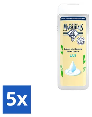Obrázok produktu pre 5 kusov sprchového gélu Le Petit Marseillais, mliečna vôňa, 400 ml – výhodný balík