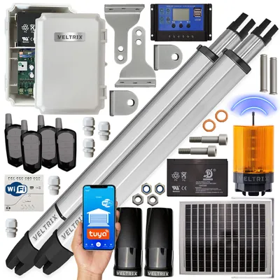 Zdjęcie produktu dla Napęd bramy dwuskrzydłowej 2x2m 400kg + ZESTAW SOLARNY + WIFI + 4 piloty