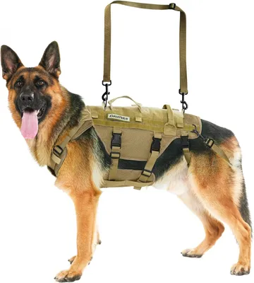 Produktbild von Taktisches Hundegeschirr verstellbar mit Griffen 1000D Nylon für Training, Reha, Auto, Treppenhilfe, mittelgroße Hunde S