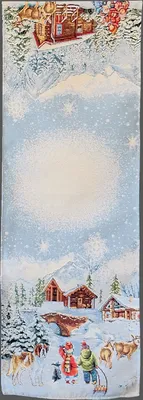 Produktbild von Tischwäsche mit Druck Weihnachtsdorf bunt 45 x 140 cm