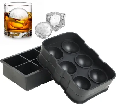 Eiswürfelformen aus Silikon, 2er Set, große runde Eiswürfel, BPA-frei