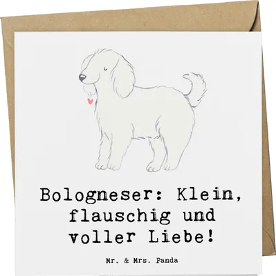 Produktbild von Mr. & Mrs. Panda Deluxe Karte Bologneser Liebe - Weiß - Geschenk, doppelkarte, flauschig, Hunderassen Charakter, anlasskarte, verspielte Hunde, liebenswürdig, faltkarte